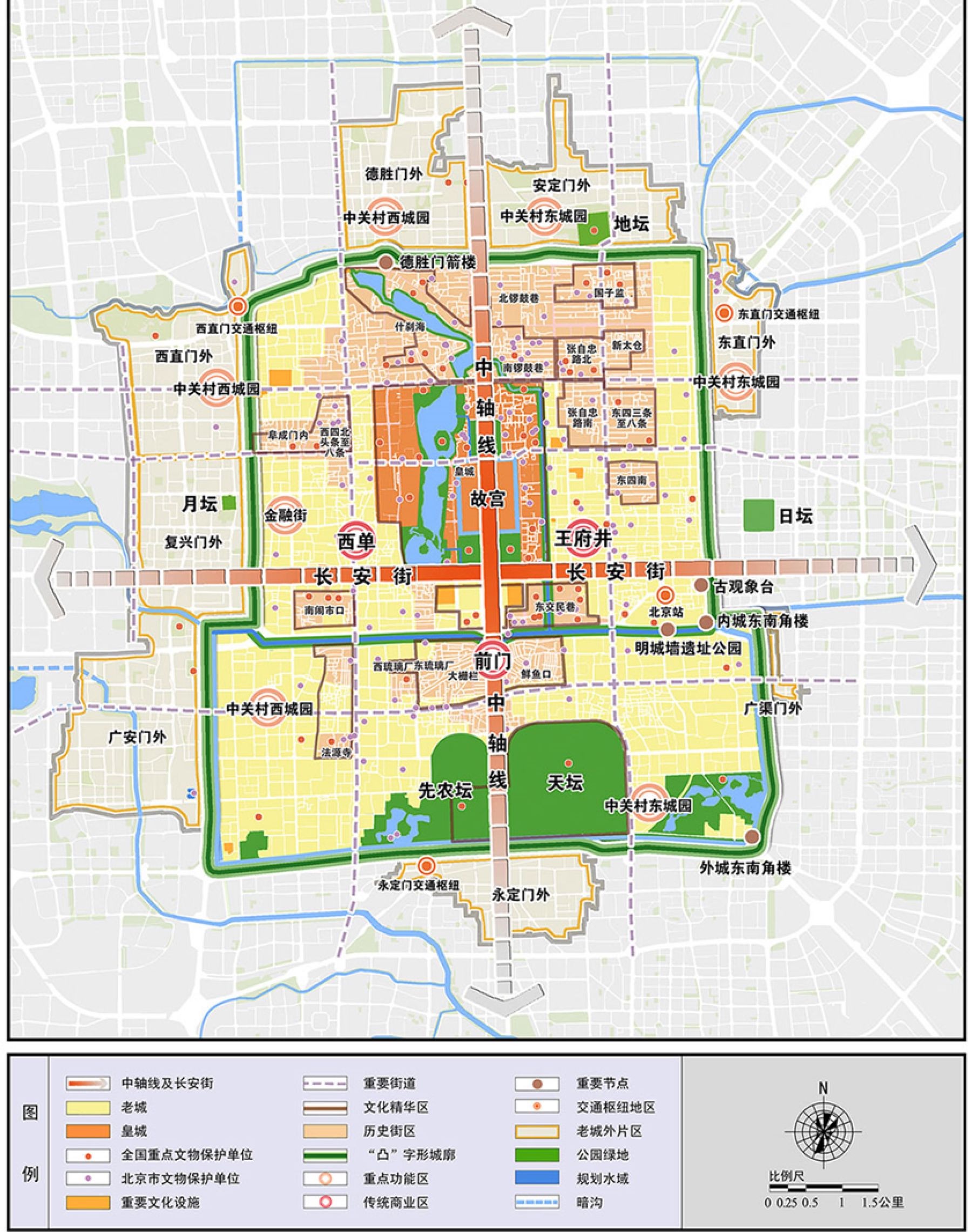 北京城市总体规划—核心区空间结构规划图